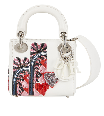 Embellished Micro Lady Dior, £2,100, Handbags, White, Leather, Front view